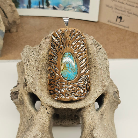 Woolly Mammoth Ivory Turquoise Pendant "Mammoth's Nest"