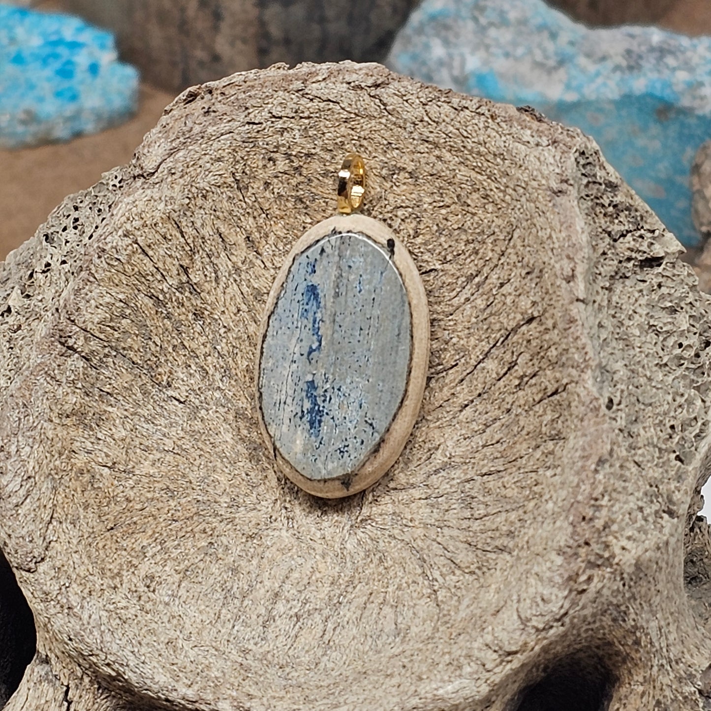Woolly Mammoth Fossil Ivory "Blue Babe" Pendant | Ice Age Treasures